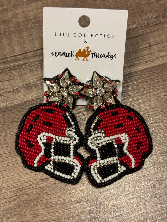 Cardinal Helmet Beaded Earring