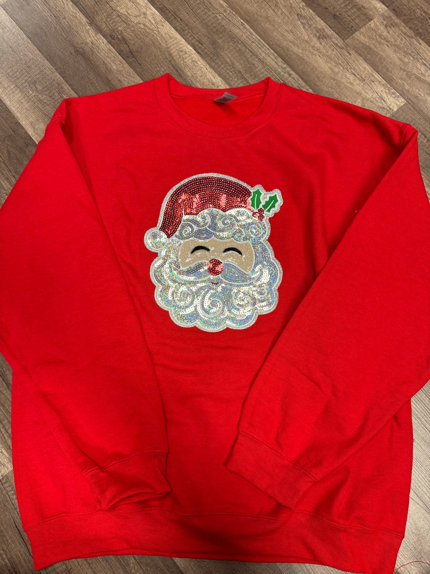 Santa sequin patch embroidered sweatshirt