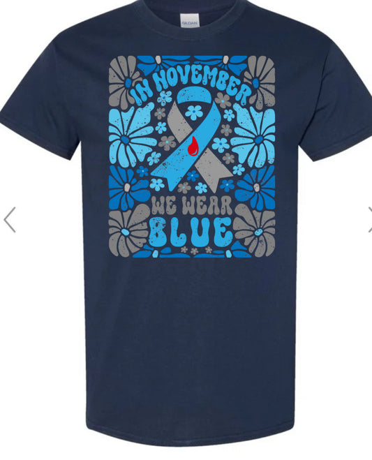 In November We Wear Blue Diabetes Awareness Flower Tee