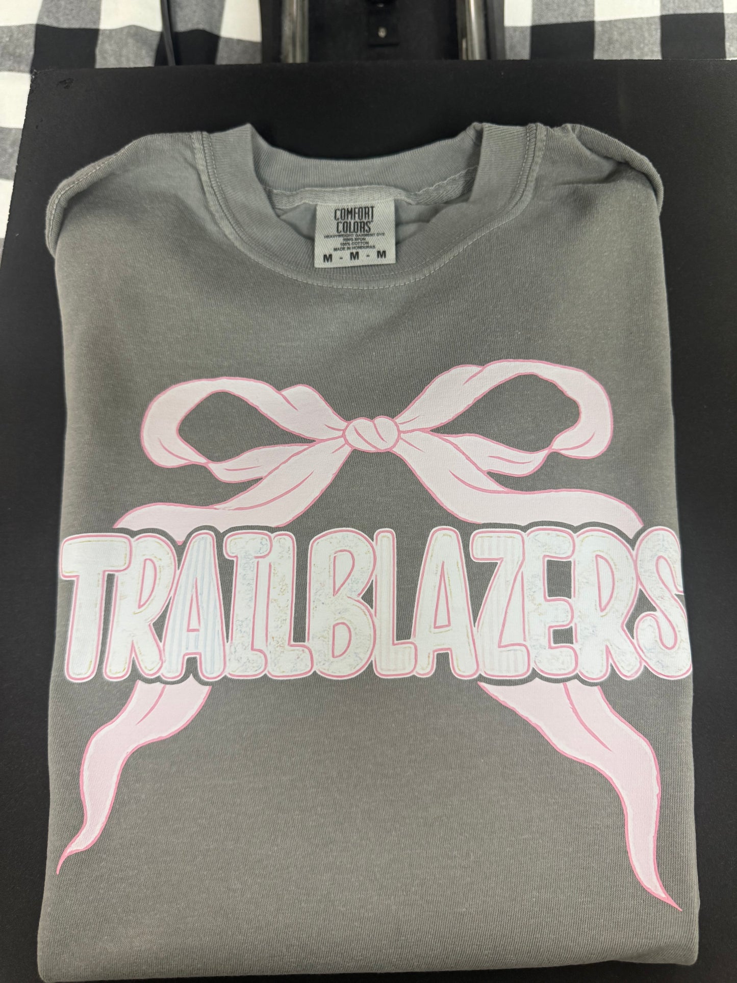 Poole Trailblazers Pink Wrap Around Bow on Grey