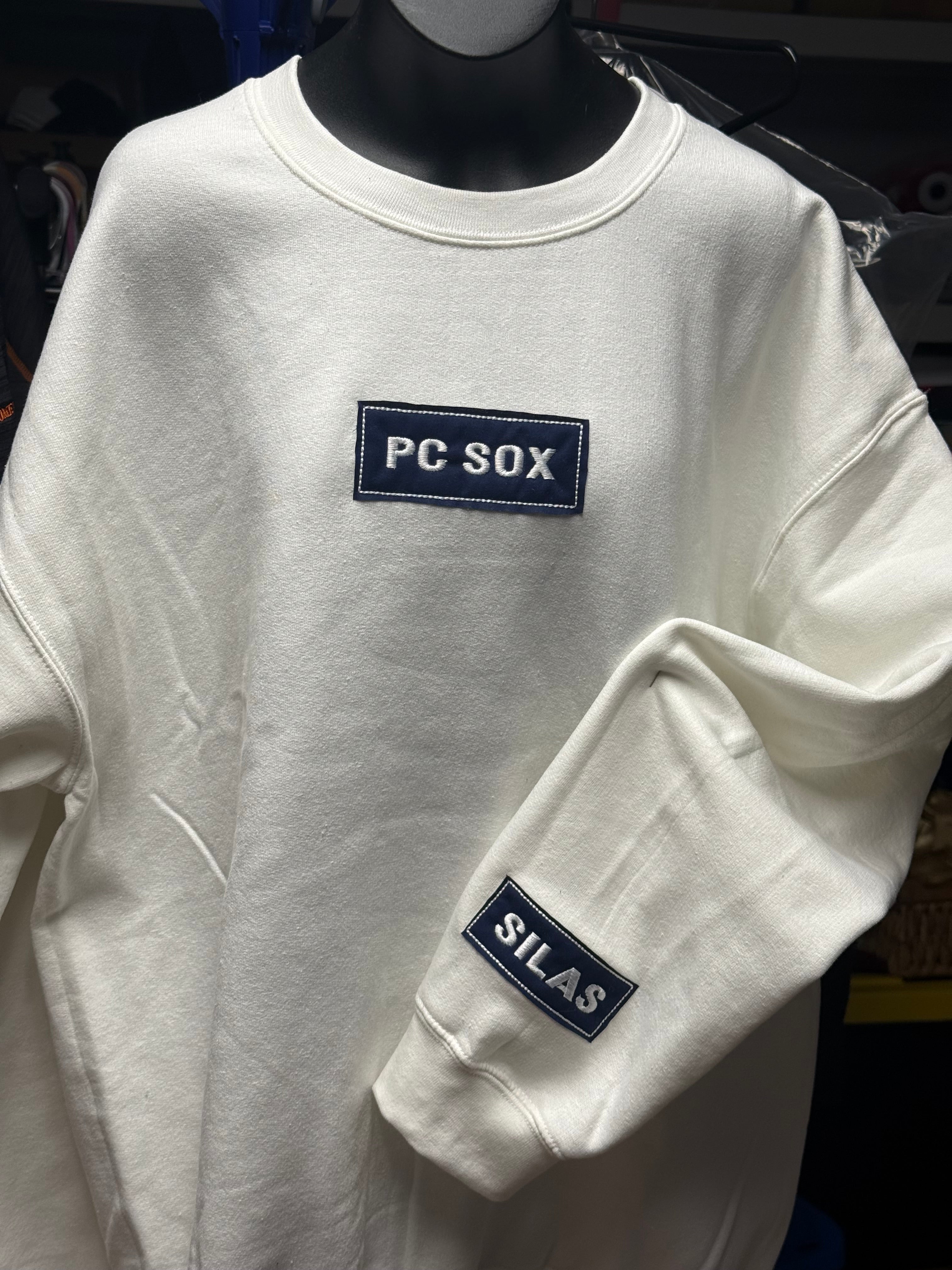 CUSTOM with name on the sleeve PATCH sweatshirt embroidered