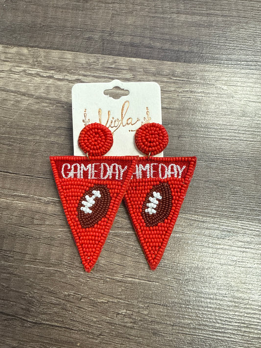 Red GAMEDAY football beaded earrings