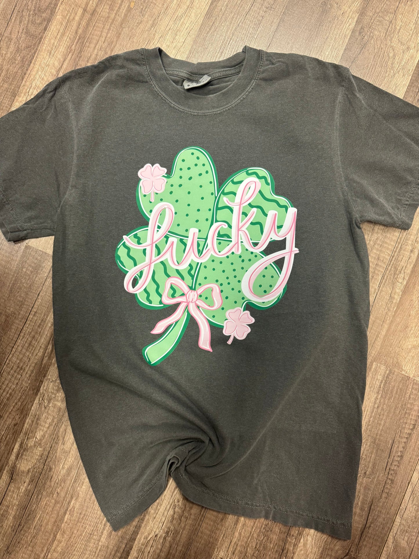 Lucky pink with Green Clover Tee