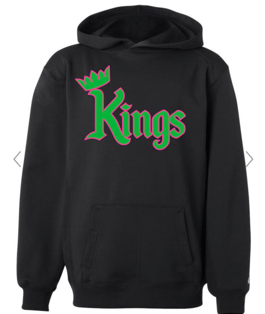 Kings Lacrosse Logo on Black  BADGER PERFORMANCE FLEECE HOODIE