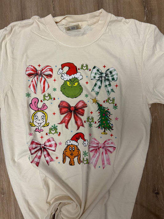 Grinch Bow Collage Tee