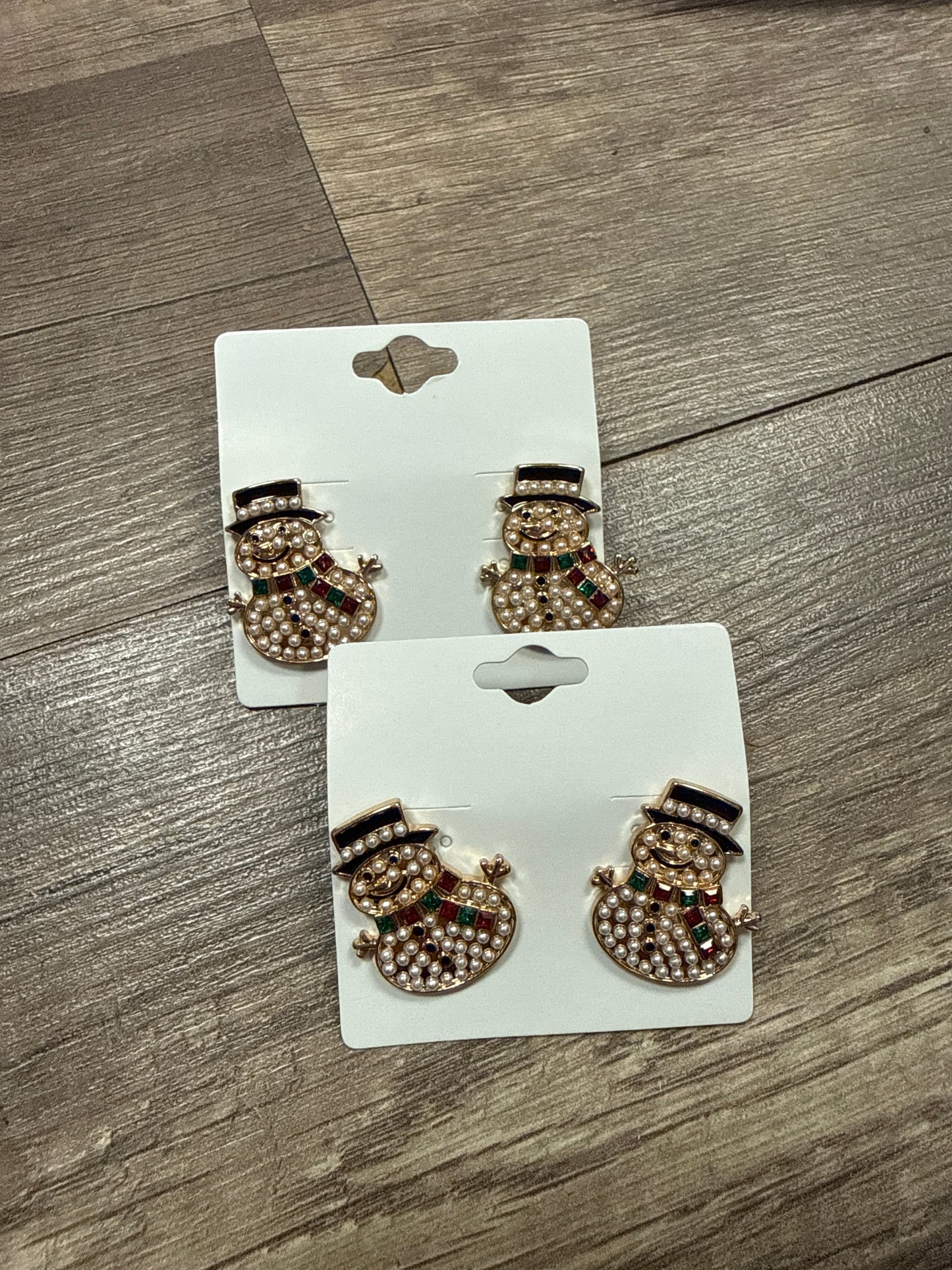 Snowman Studs with Pearls