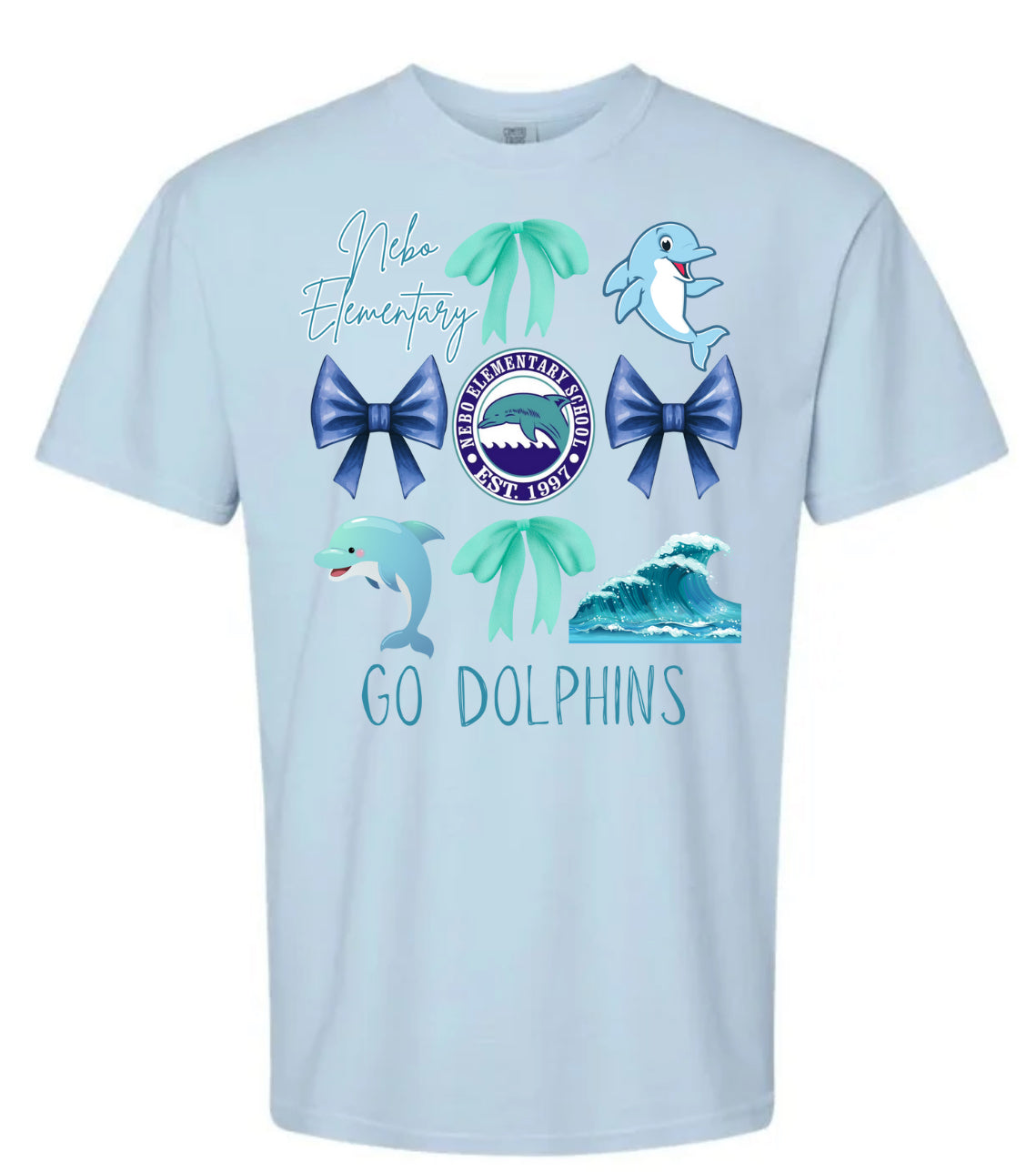 ADULT Nebo Dolphins Bow Collage Tee