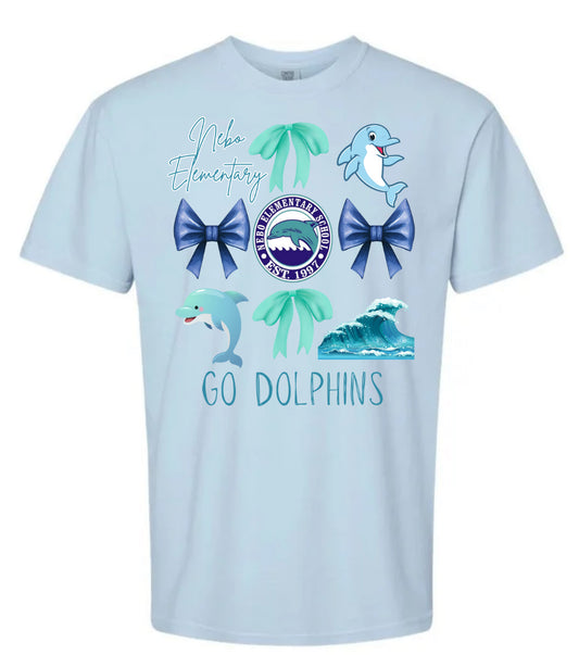 ADULT Nebo Dolphins Bow Collage Tee