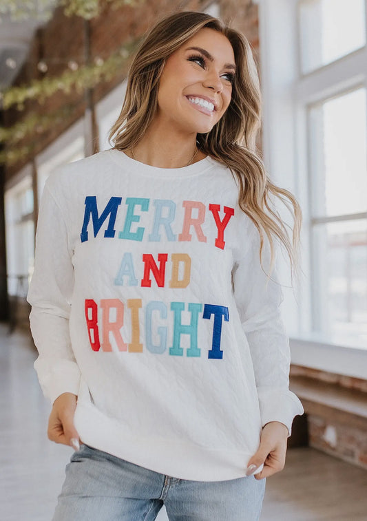 Merry and Bright Quilted Sweatshirt