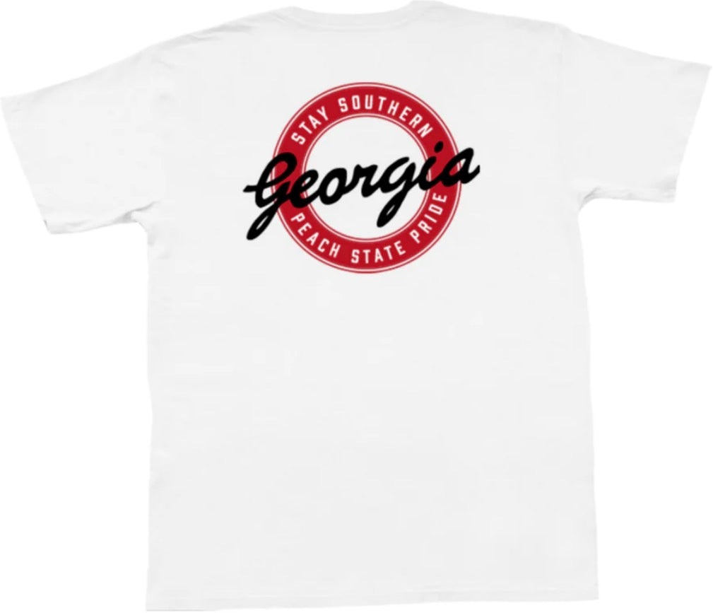 Peach State Pride Retro Georgia White Short Sleeve