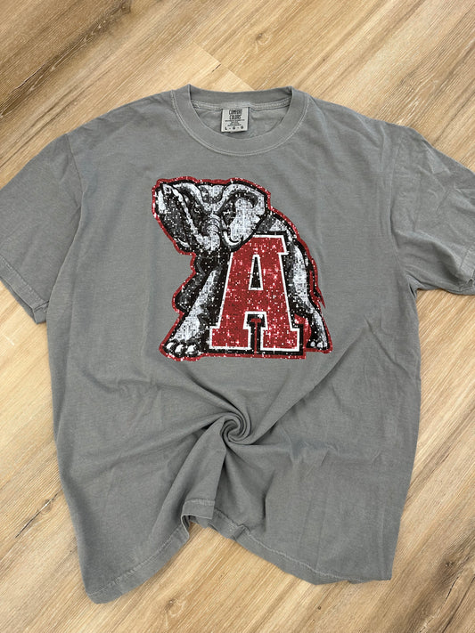 Alabama Mascot Faux Glitter Tee