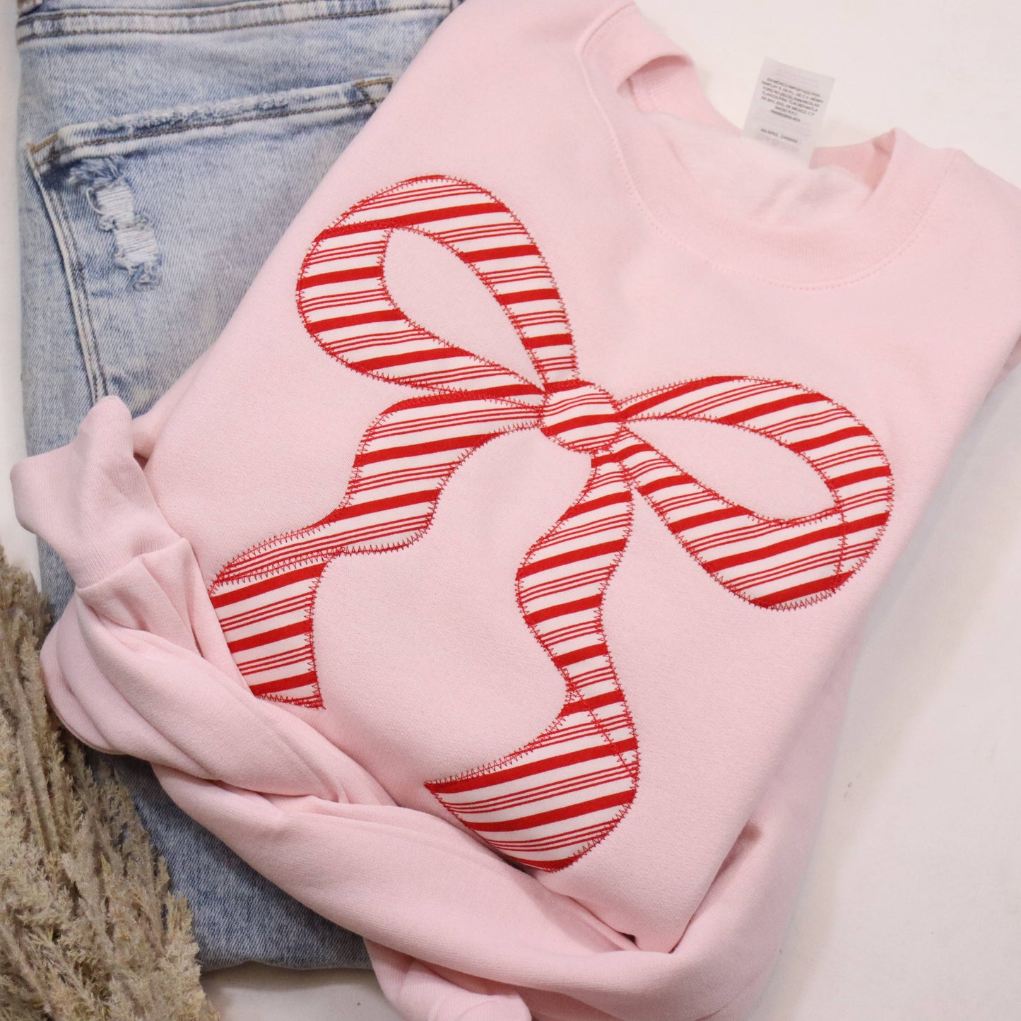 Christmas Peppermint Bow Sweatshirt