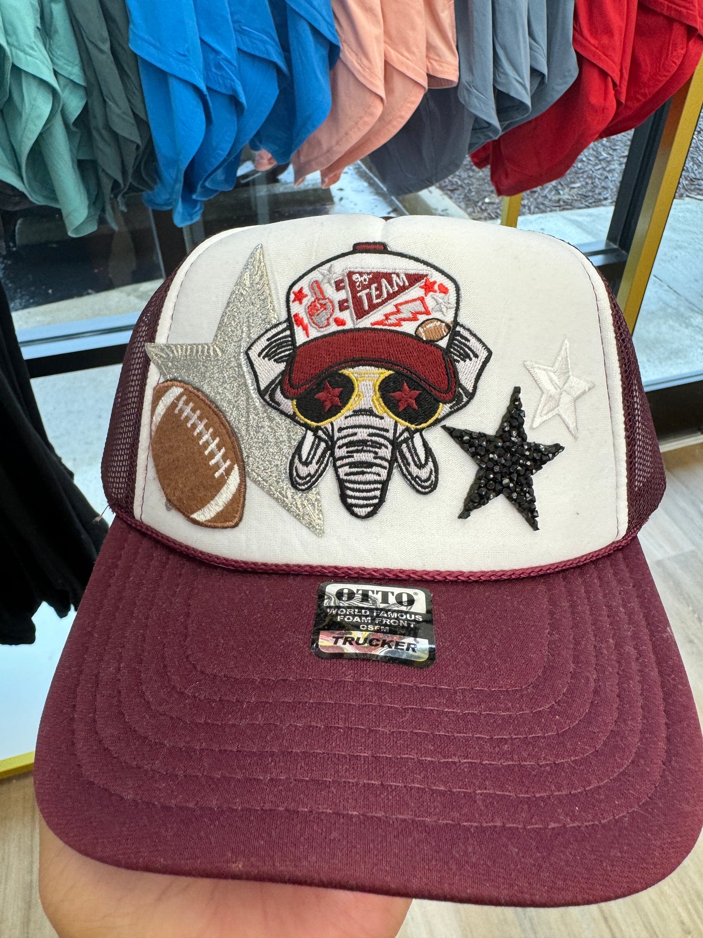 Alabama Elephant Football with Stars Trucker Hat