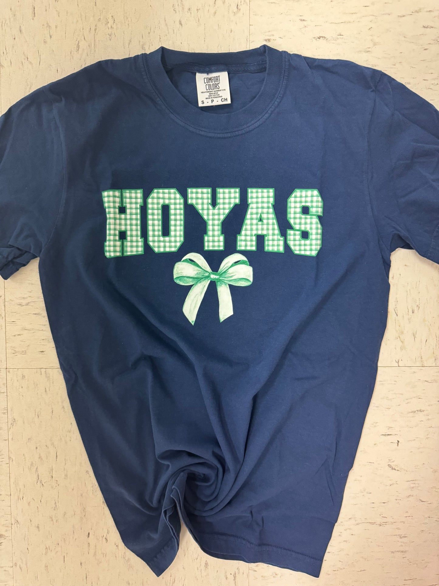 Hoyas Plaid Bow Tee