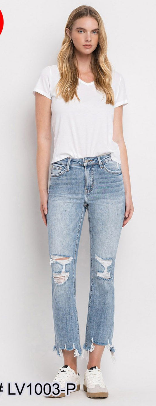 LOVERVET HIGH RISE CROP FLARE JEANS - LV1003