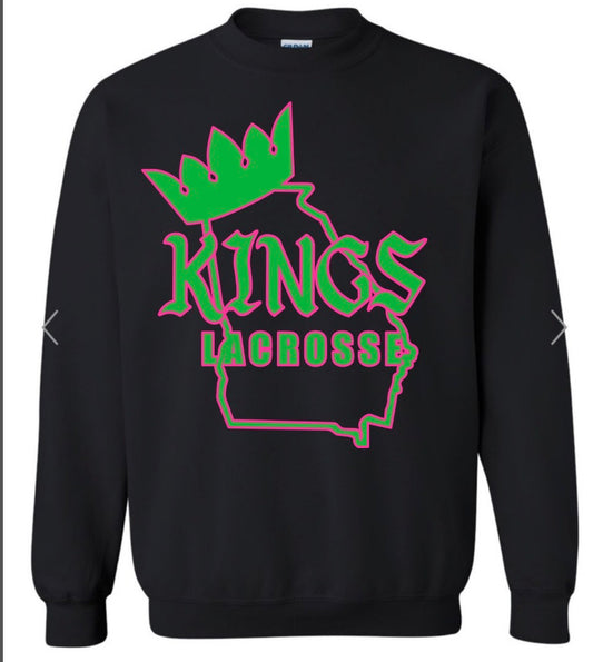 Kings Lacrosse State Outline Black Gildan Sweatshirt