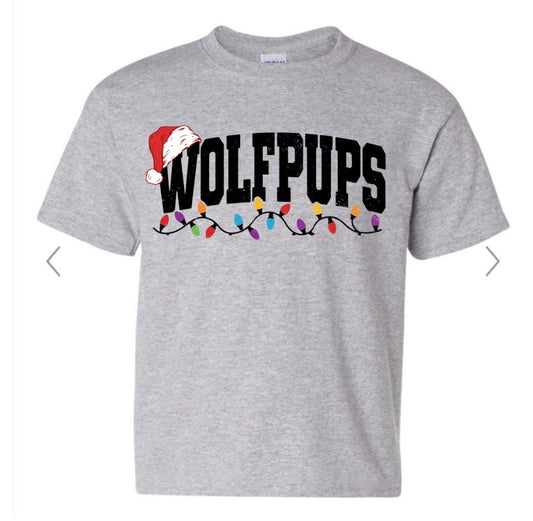 Wolfpups Christmas Lights on light grey