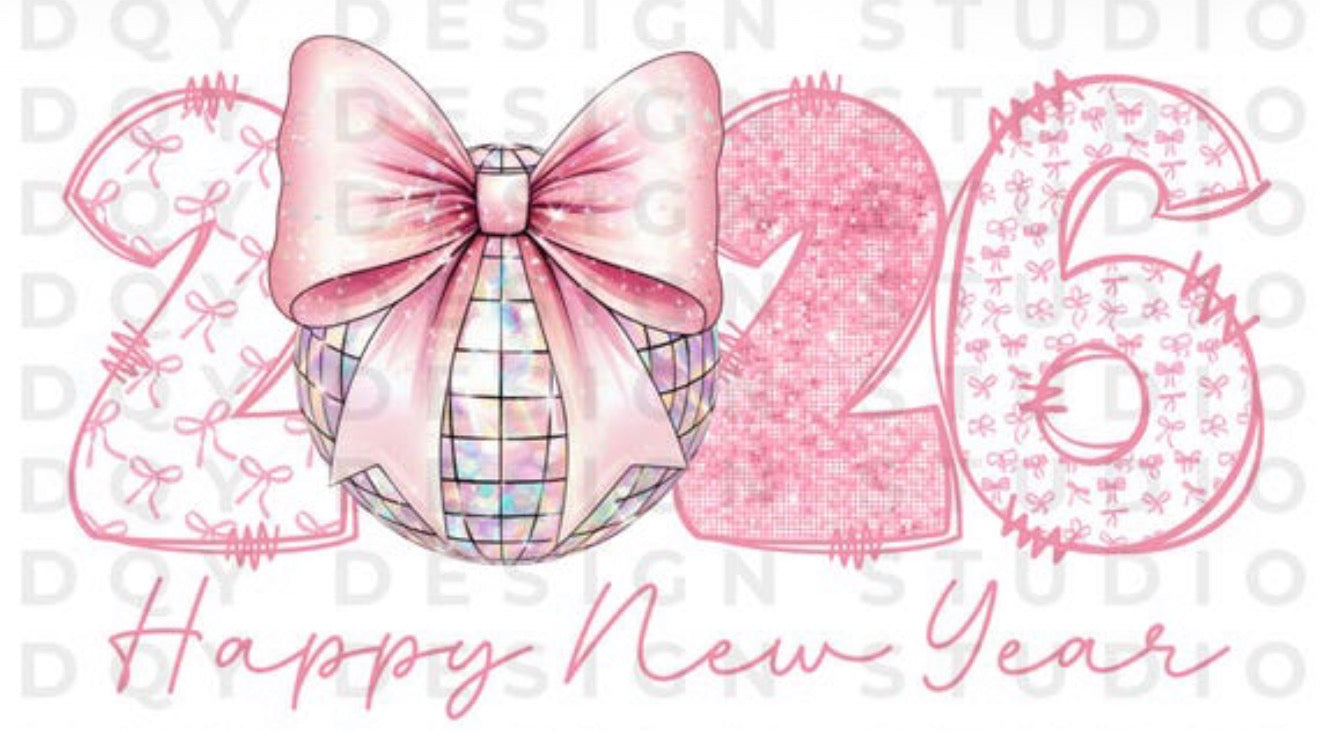 TSHIRT BAR- 2026 pink bow happy new year