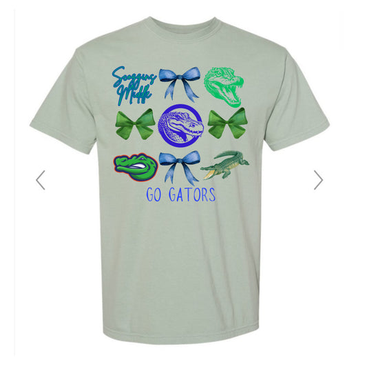 Scoggins Gators Bow Collage Bay Green Tee