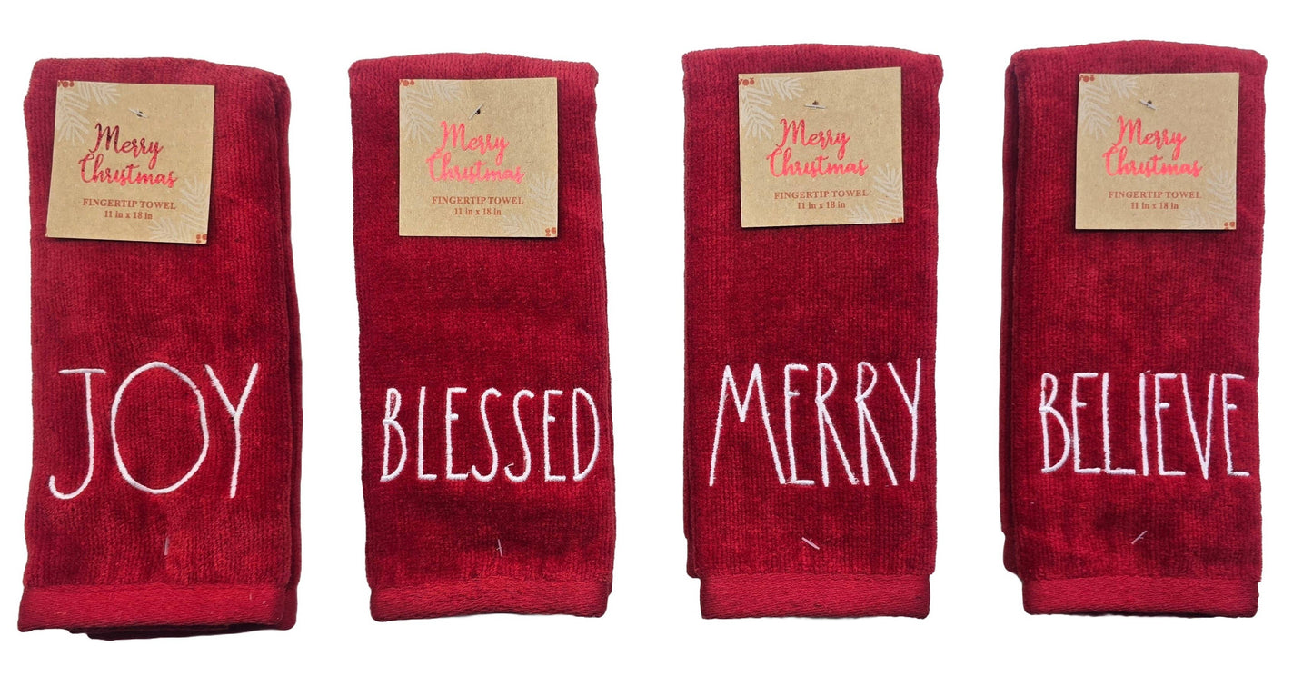 Christmas Velour  Embroidery Fingertip Towels
