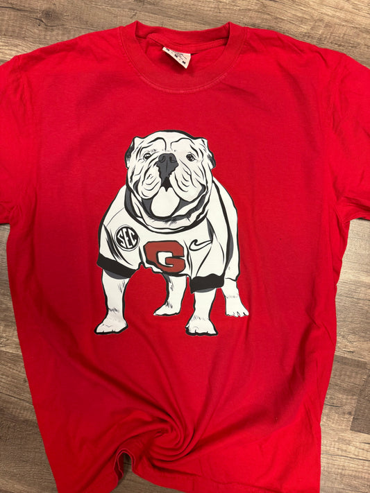 Georgia White Standing Bulldog White Tee