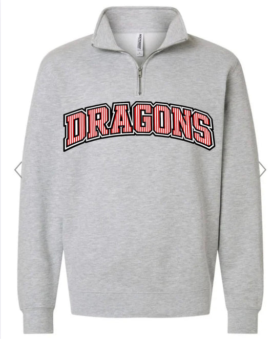 Dragons seersucker on grey quarter zip