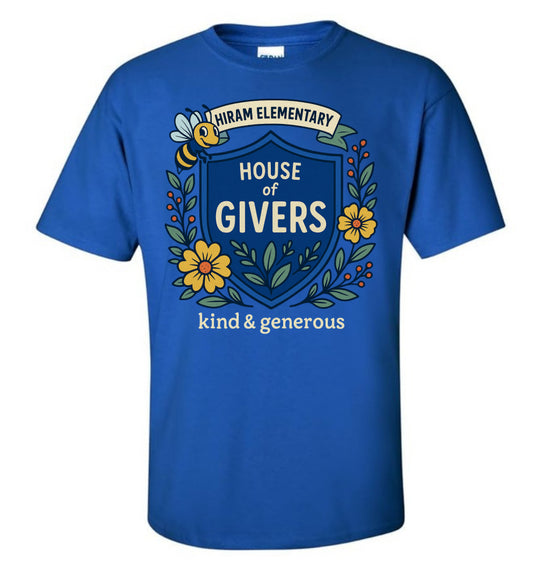 Hiram Elementary House of Givers - Royal blue Gildan softstyle
