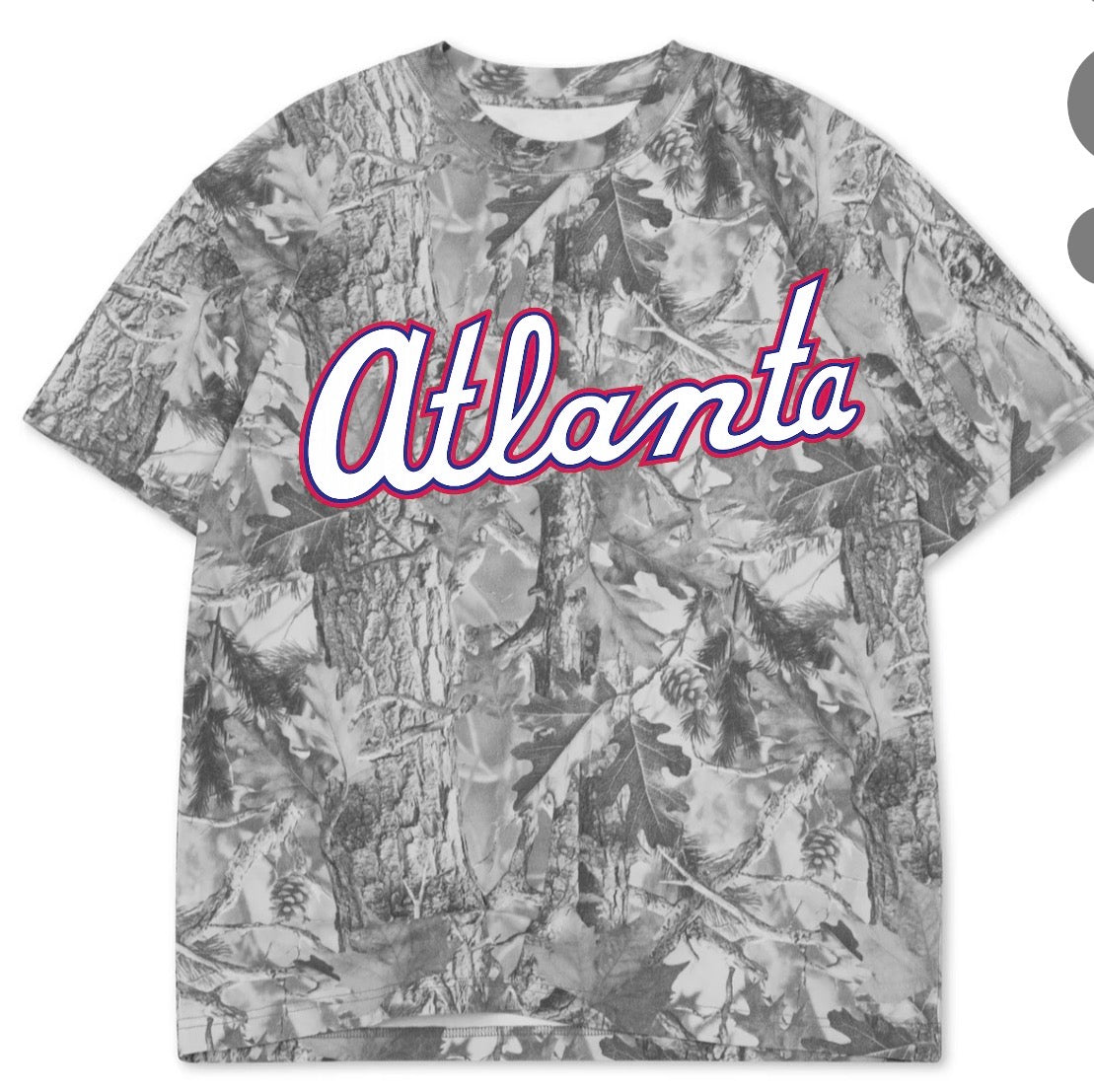 Atlanta logo on dark camo tee