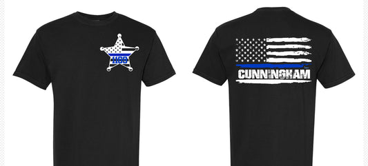 Deputy Cunningham Distressed Flag #2 Black Tee