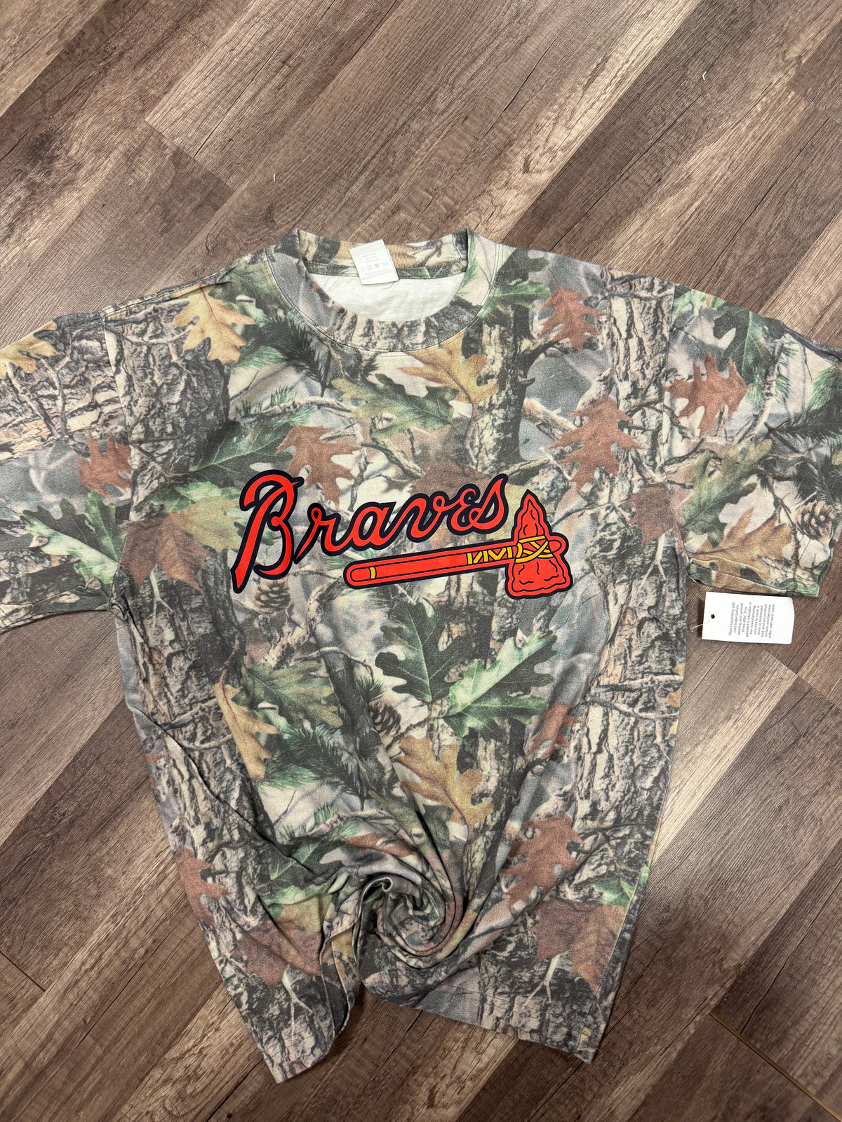 Braves Logo on Wood Camo