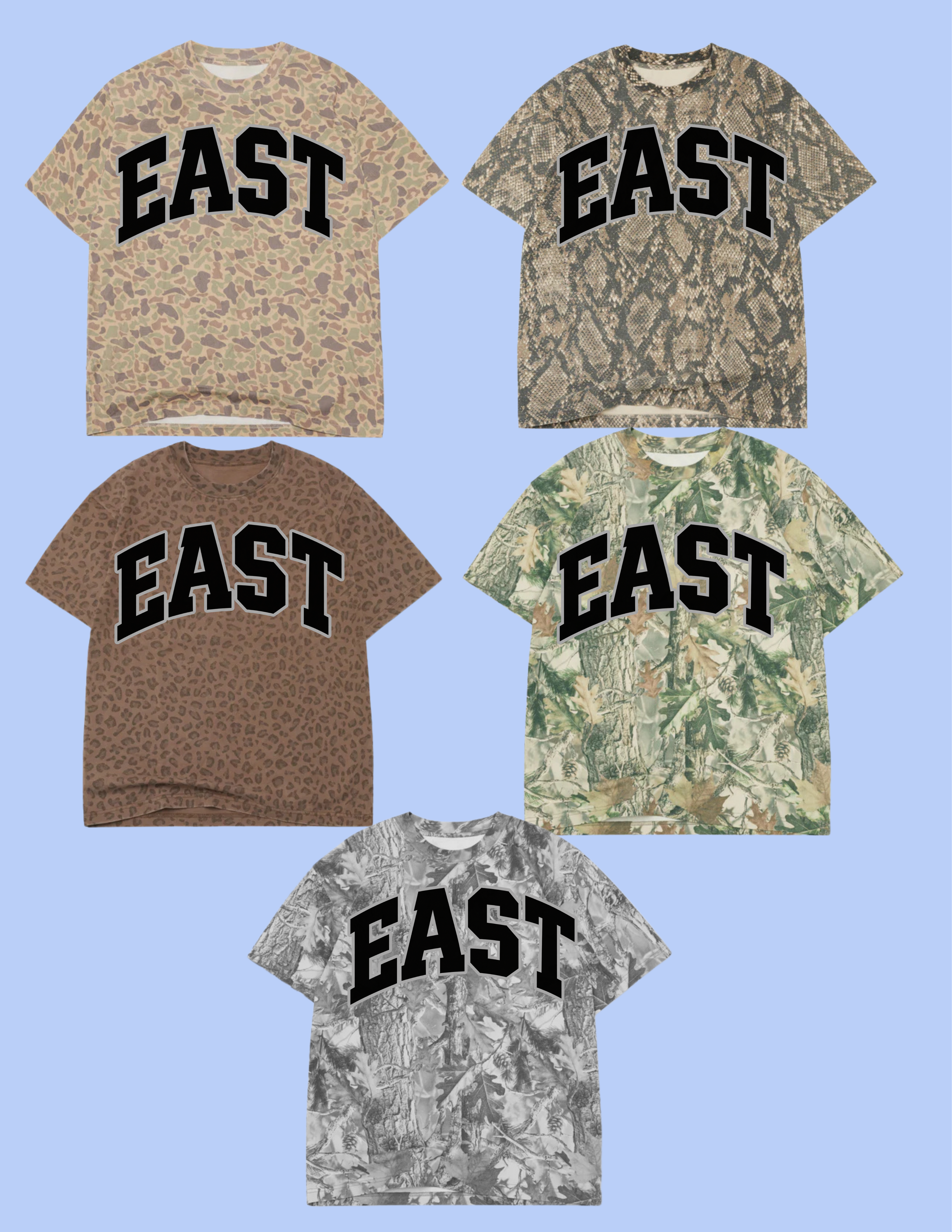EAST varsity arch tee- grey outline, black fill