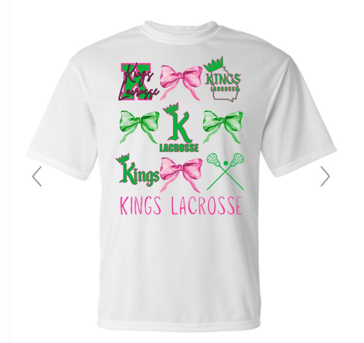 Kings Lacrosse Bow Collage White  Dri Fit Tee