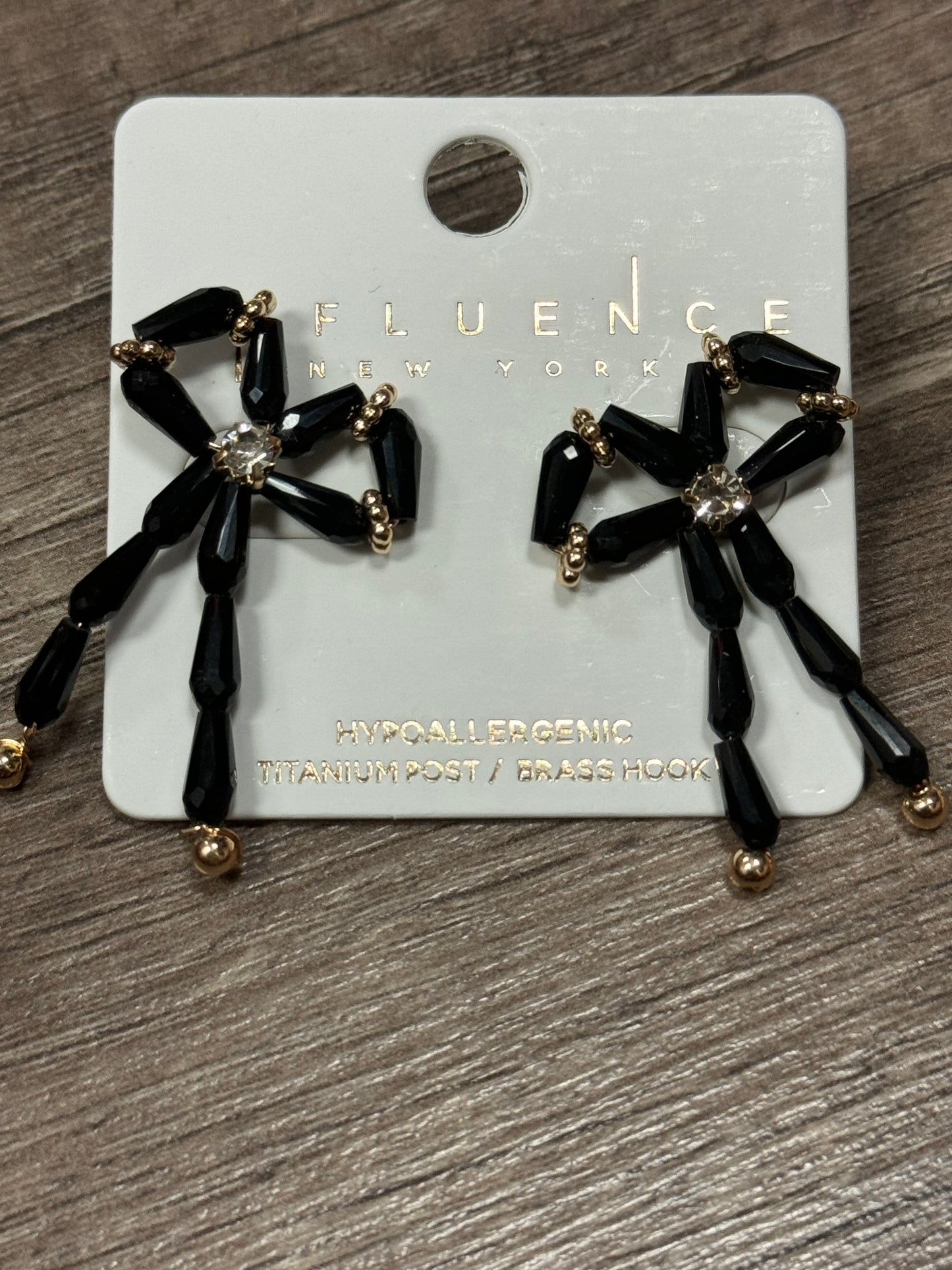 Black Jewel Bow Stud