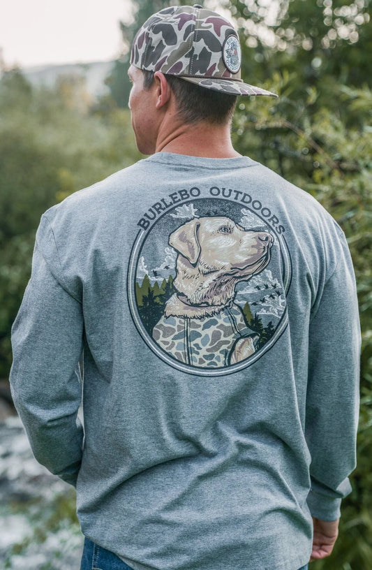 Camo Hunting Dog - LS - Dark Heather Grey