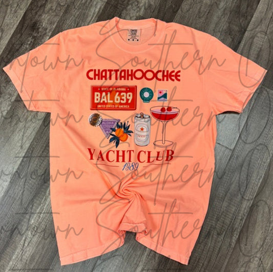 Chattahoochee Yacht Club Vintage Neon Orange Tee