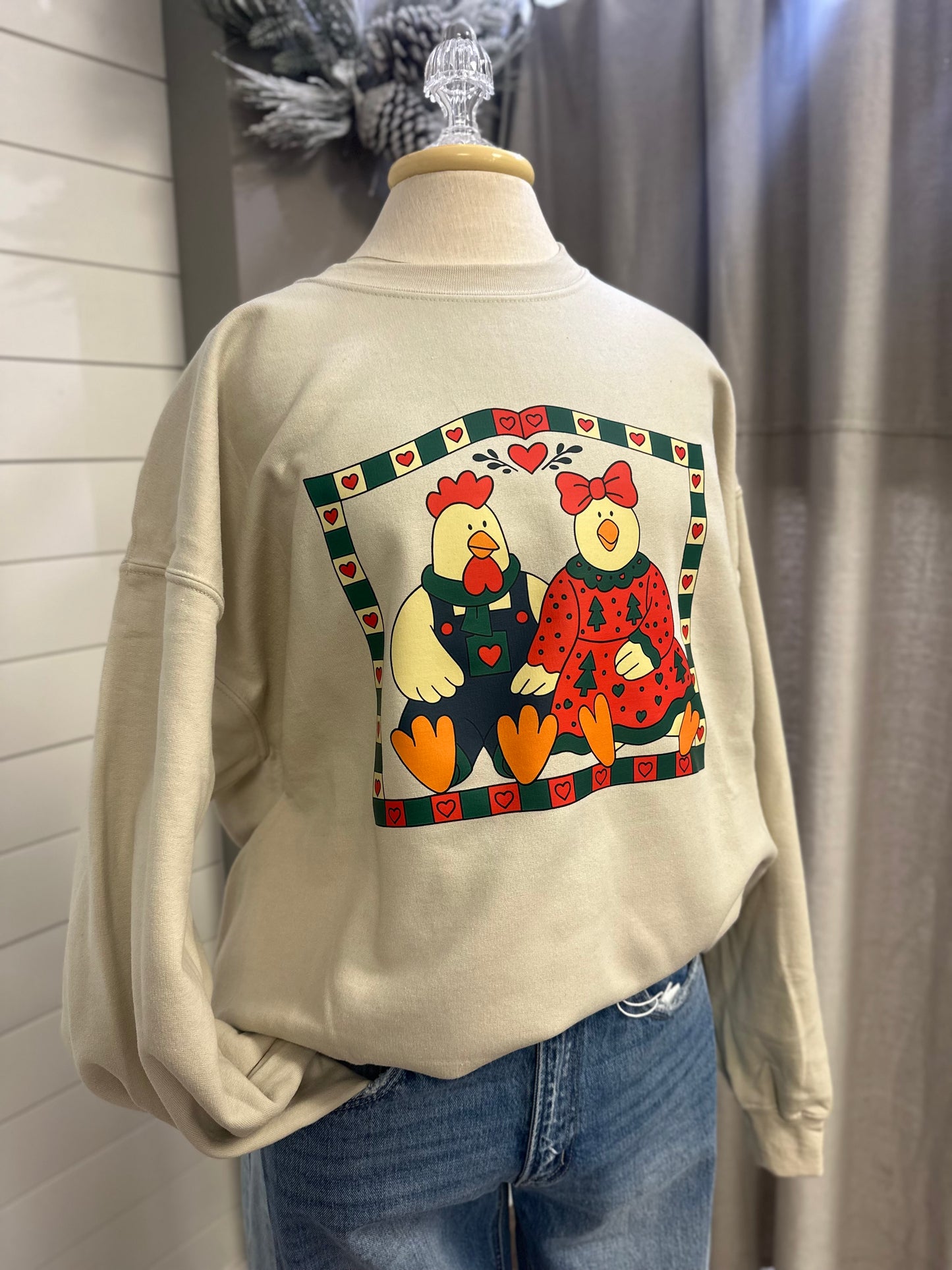 Christmas Chickens Thrifty Vintage Short Sleeve/ Long Sleeve/ Sweatshirt
