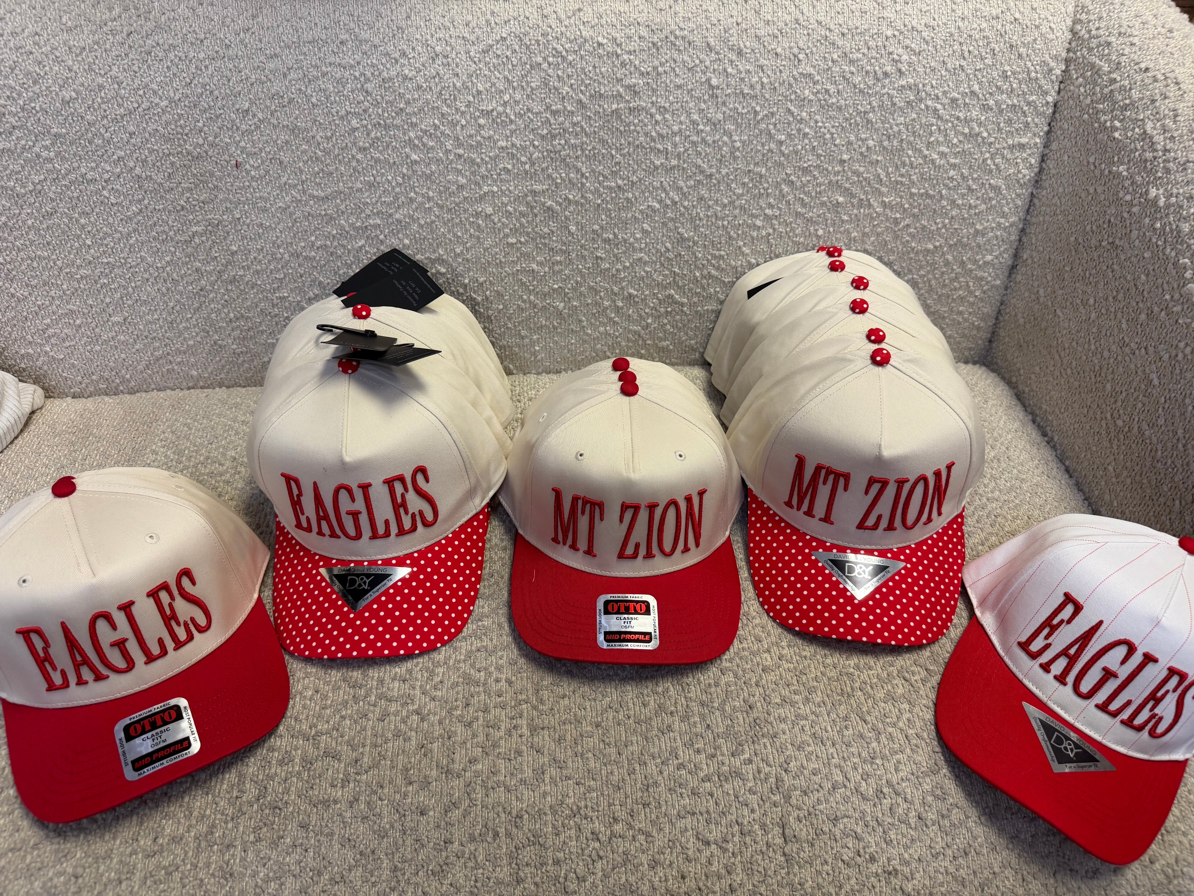 PRE ORDER EAGLES & MT ZION POLKA DOT HATS
