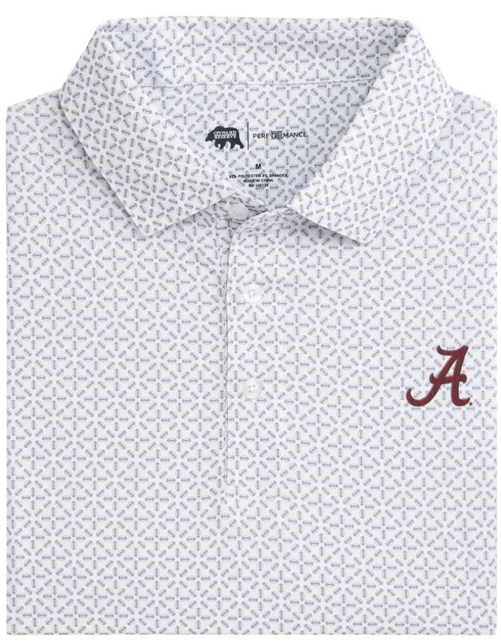Alabama Onward Reserve Gameday Printed Performance Polo - White