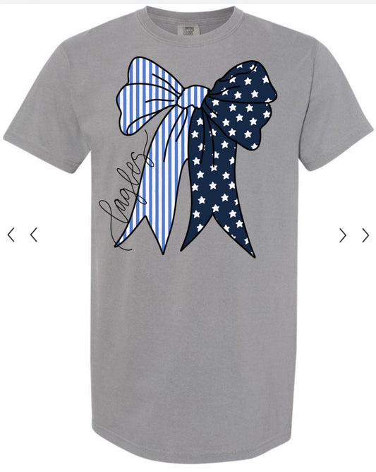 Eagles Blue Stars & Stripes Bow Tee