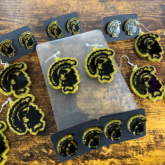 Carrollton Trojans mascot earrings