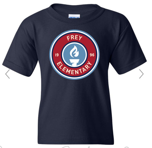 FREY ELEMENTARY school logo- on navy