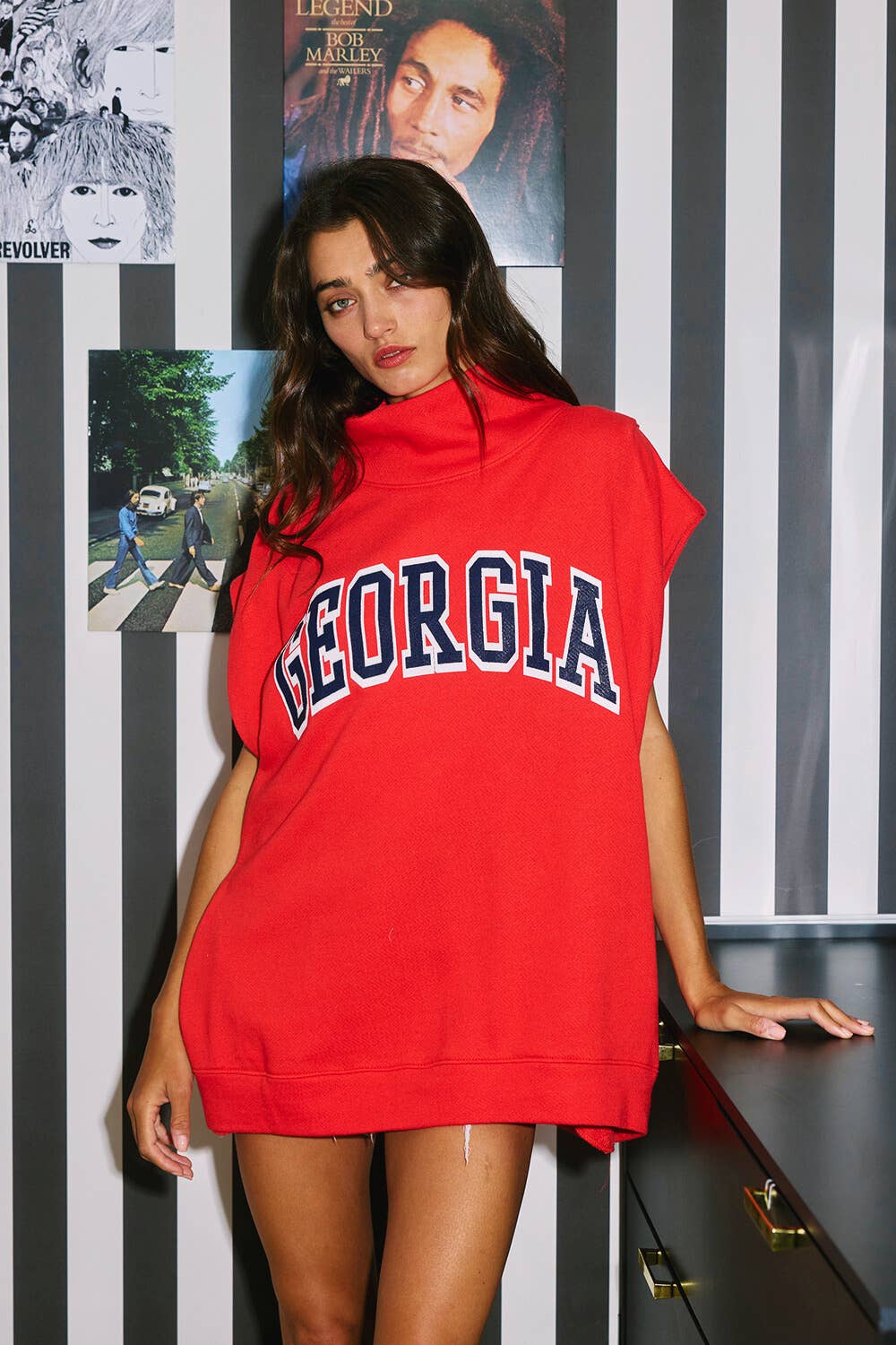 GEORGIA Oversized Muscle Top: Red