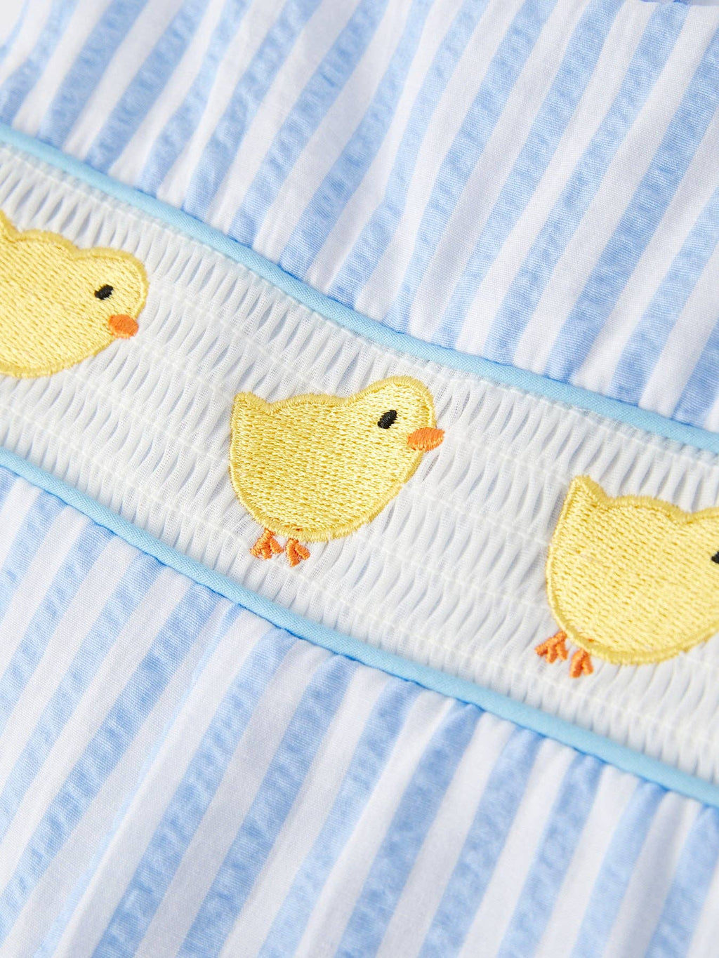 Easter Chicks Embroidery Blue Boy Romper