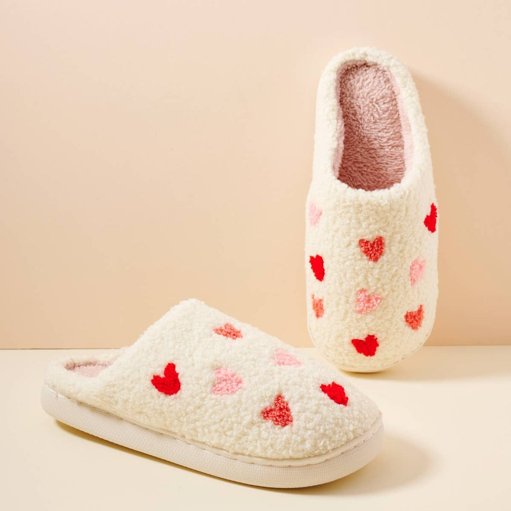Multi Hearts Home Slippers: Black-Pink / Small / 4DL98003