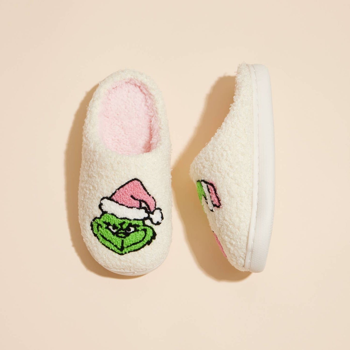 Christmas Grinch Home Slippers - Kids: Pink