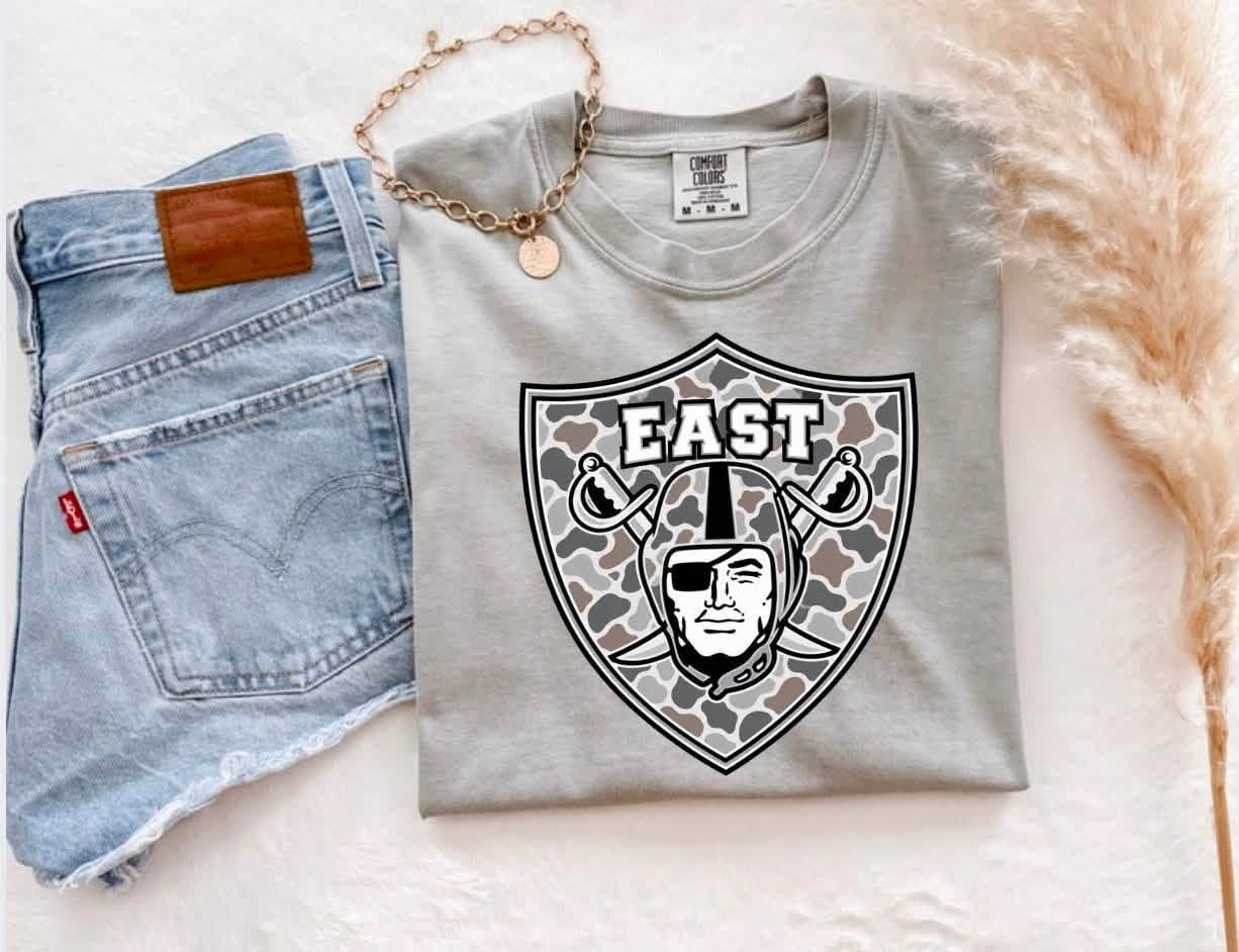 Retro Camo East Paulding “EAST” Grey Tee
