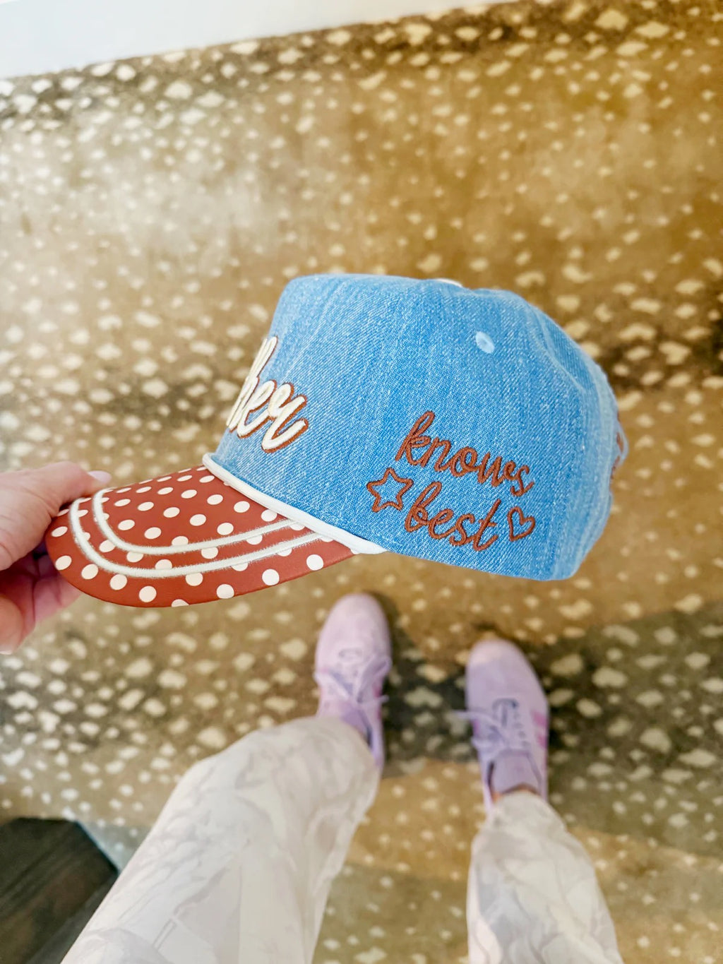 MOTHER Blue Jean Polka Dot Trendy Hat