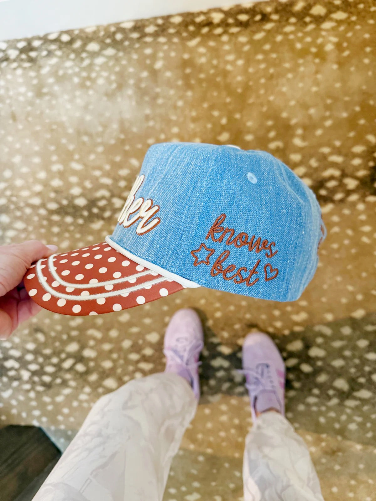 MOTHER Blue Jean Polka Dot Trendy Hat