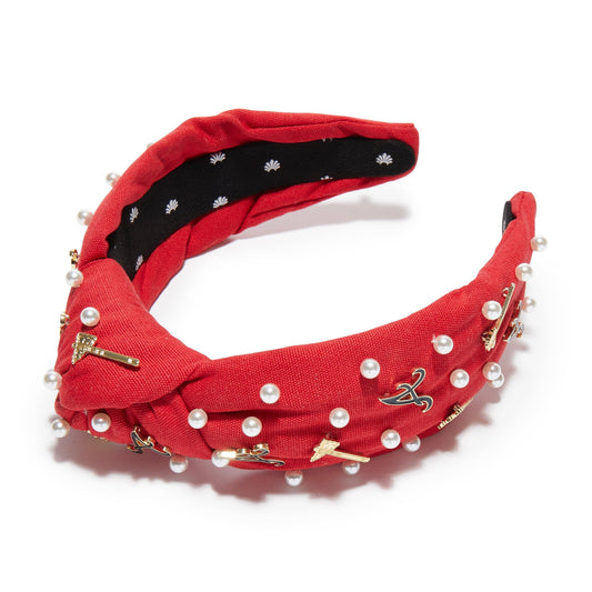 Red Atlanta Braves Embellished Knotted Headband - Lele Sadoughi