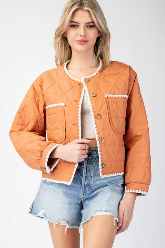 TERRACOTTA SCALLOP TRIM QUILTED JACKET